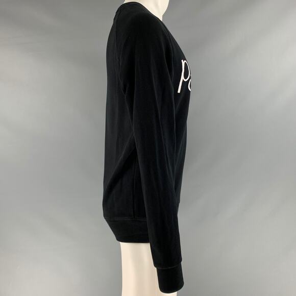 MAISON KITSUNE Size M Black White Graphic Cotton Crew-Neck Sweatshirt - Picture 3 of 9